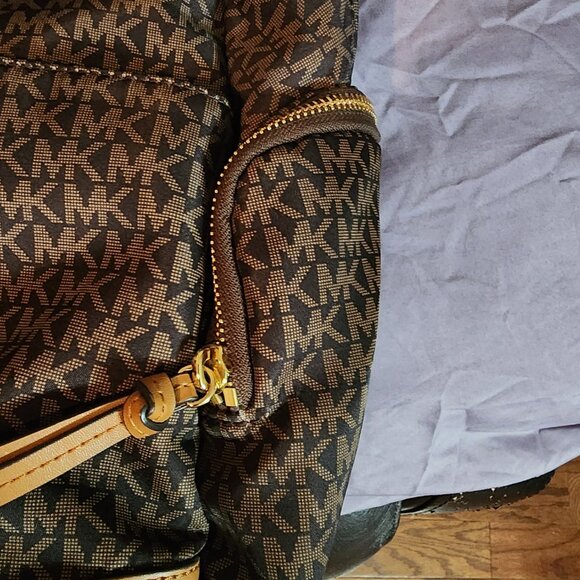 Michael Kors Chocolate Signature Computer Backpack with Leather Trim - Picture 9 of 9